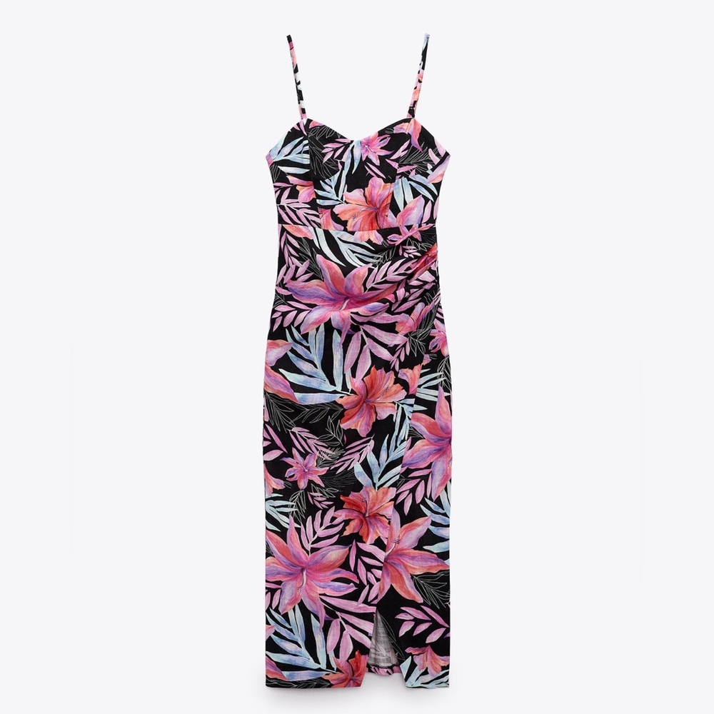 Zara Muticolor Dress with front slit